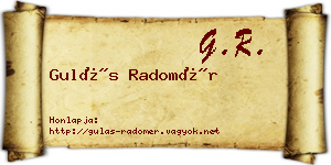 Gulás Radomér névjegykártya